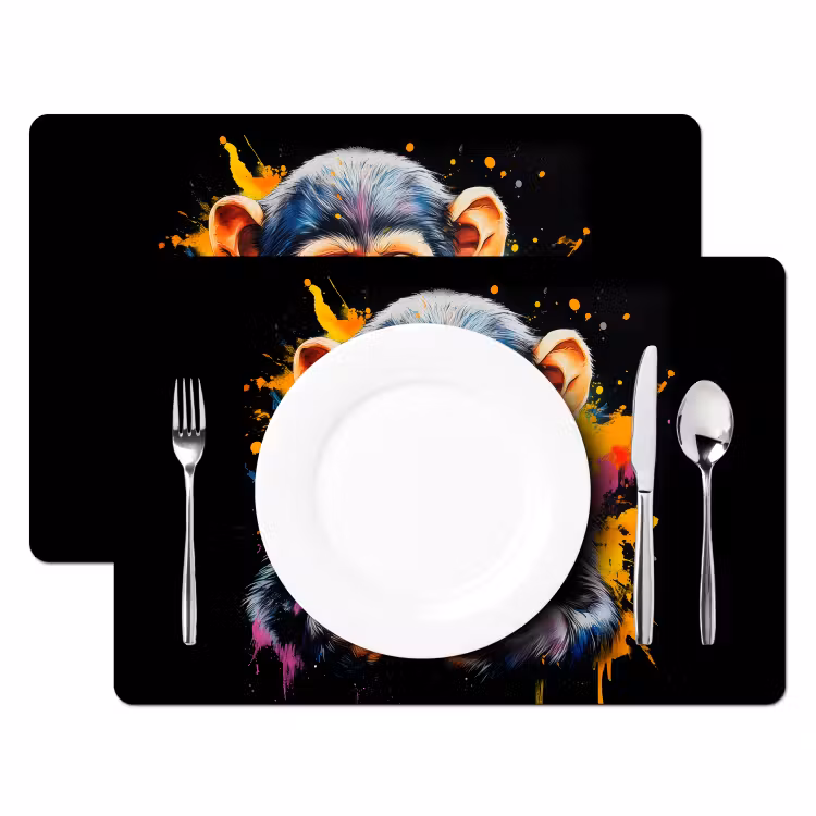 Aap - Graffiti - Kleurrijk - Bananen - Modern Placemat vinyl groot -zzsfeer2_Kitchenyeah-website