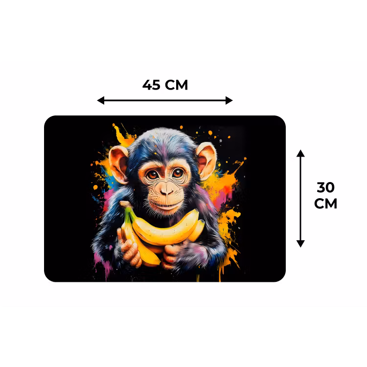 Aap - Graffiti - Kleurrijk - Bananen - Modern Placemat vinyl groot -specs