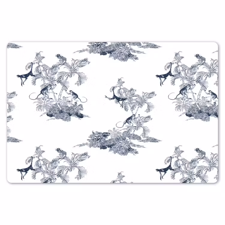 Aap - Palmboom - Blauw Placemat vinyl groot 368 -zzsfeer1_Kitchenyeah-website