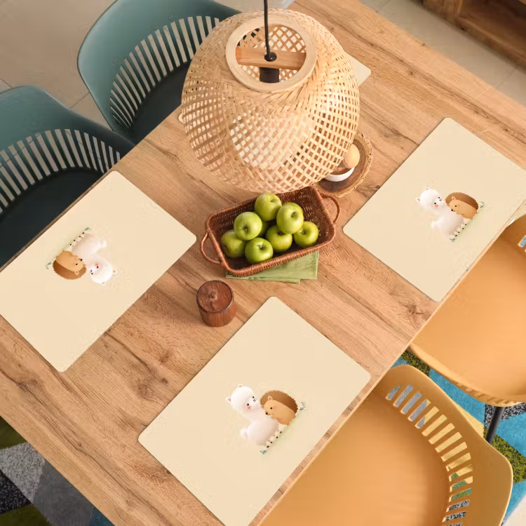 Alpaca - Egel - Bruin - Knuffelen Placemat vinyl groot -zzsfeer5_Kitchenyeah-website