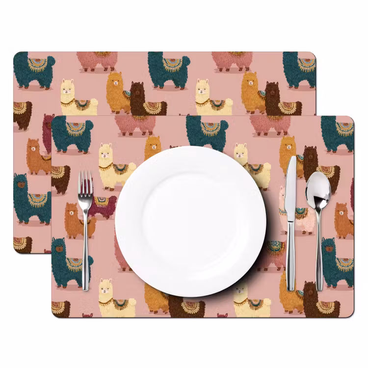 Alpaca's - Patroon - Kleurrijk Placemat vinyl groot 368 -zzsfeer2_Kitchenyeah-website