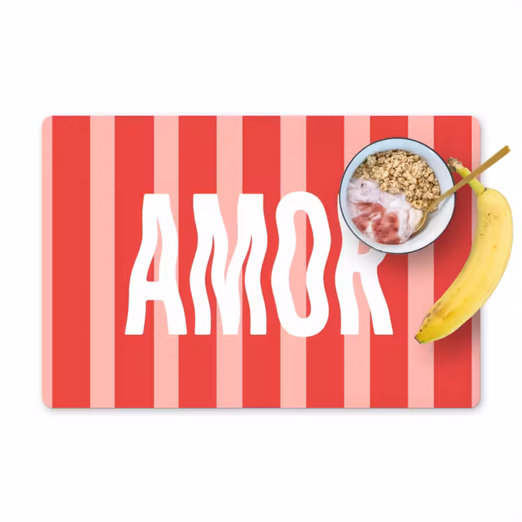 Amor - Strepen - Rood - Roze Placemat vinyl groot -zzzproduct_Kitchenyeah-website