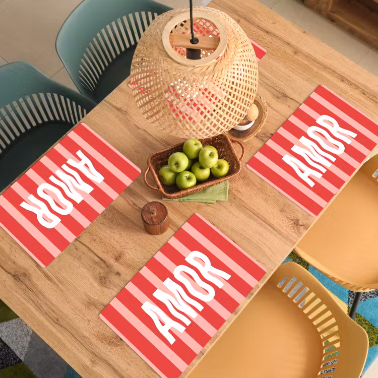 Amor - Strepen - Rood - Roze Placemat vinyl groot -zzsfeer5_Kitchenyeah-website