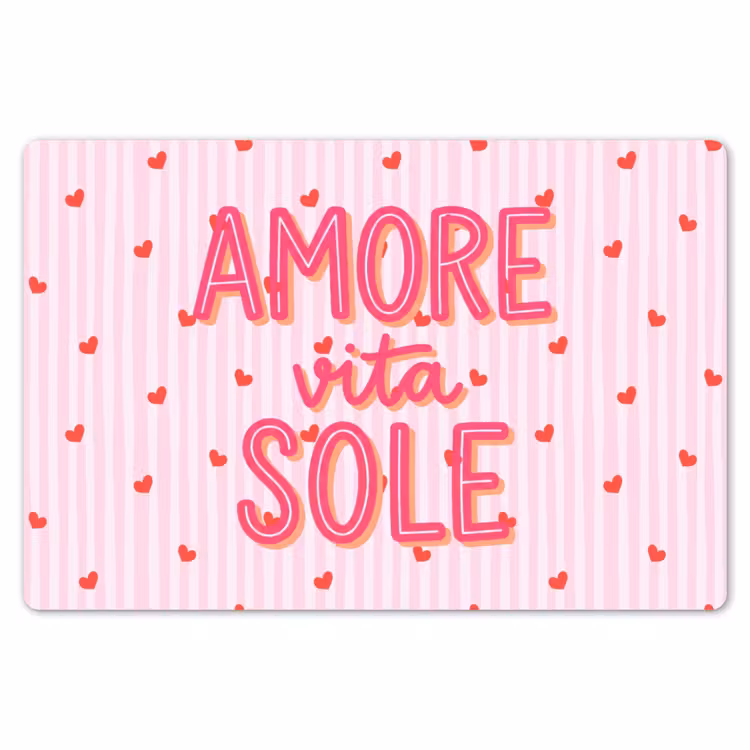 Amore vita sole - Roze - Hartjes Placemat vinyl groot -zzsfeer1_Kitchenyeah-website