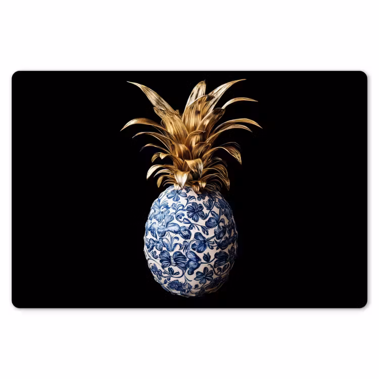 Ananas - Bloemen patroon - Goud - Delftsblauw Placemat vinyl groot -zzsfeer1_Kitchenyeah-website