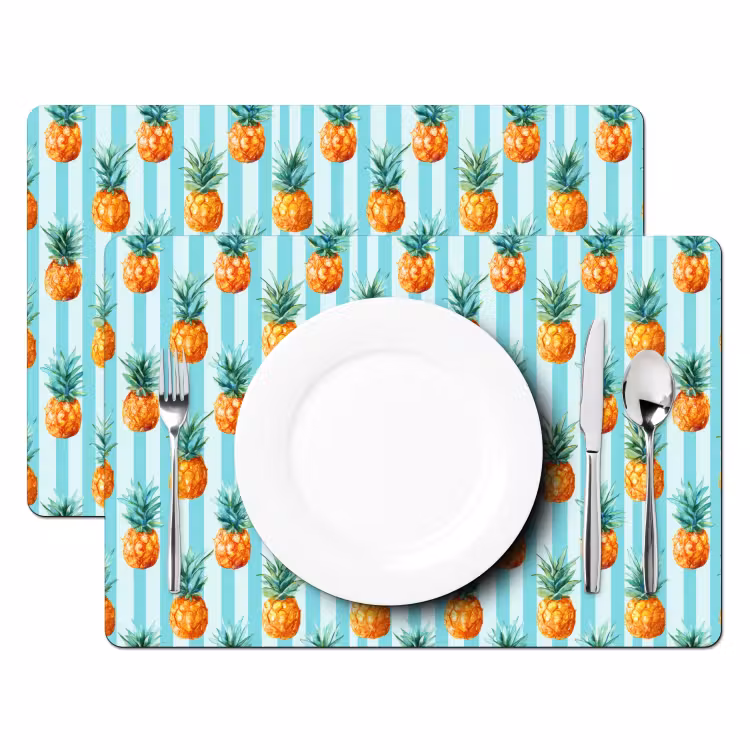 Ananas - Strepen - Groen Placemat vinyl groot 368 -zzsfeer2_Kitchenyeah-website