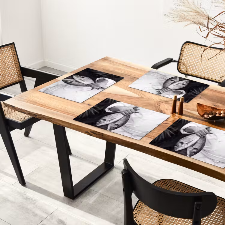 Vissen - Chef - Zwart - Wit Placemat vinyl groot -zzsfeer4_Kitchenyeah-website