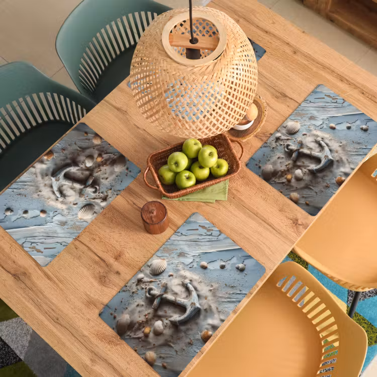 Anker - Hout - Schelpen - Zand Placemat vinyl groot -zzsfeer5_Kitchenyeah-website