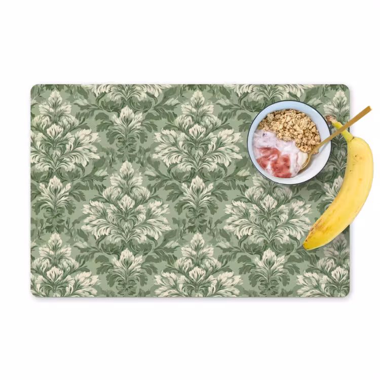 Sierlijk - Lichtgroen - Planten - Patroon - Getailleerd Placemat vinyl groot 368 -zzzproduct_Kitchenyeah-website