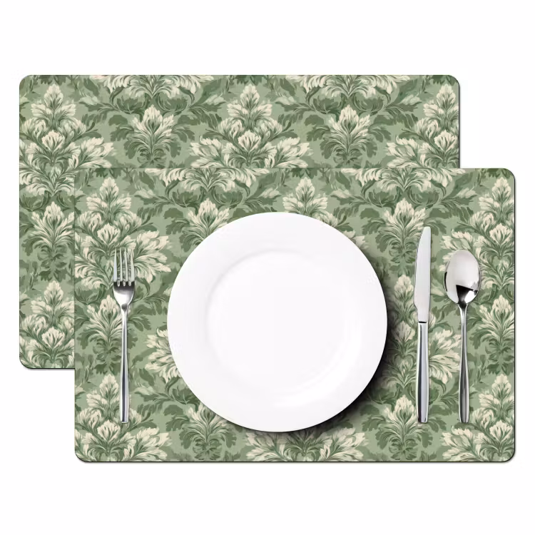 Sierlijk - Lichtgroen - Planten - Patroon - Getailleerd Placemat vinyl groot 368 -zzsfeer2_Kitchenyeah-website