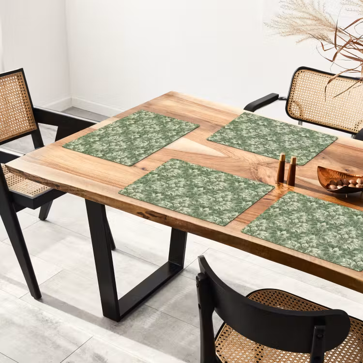 Sierlijk - Lichtgroen - Planten - Patroon - Getailleerd Placemat vinyl groot 368 -zzsfeer4_Kitchenyeah-website