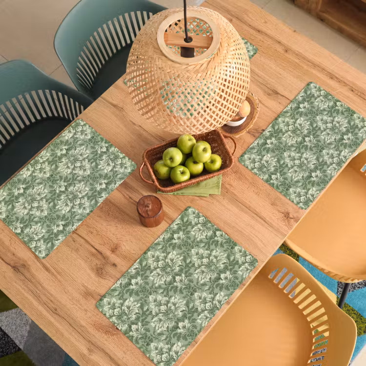 Sierlijk - Lichtgroen - Planten - Patroon - Getailleerd Placemat vinyl groot 368 -zzsfeer5_Kitchenyeah-website