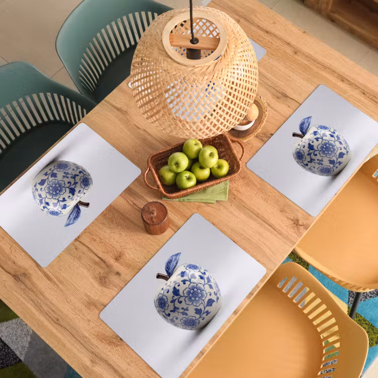 Appel - Blauw - Klassiek Placemat vinyl groot -zzsfeer5_Kitchenyeah-website