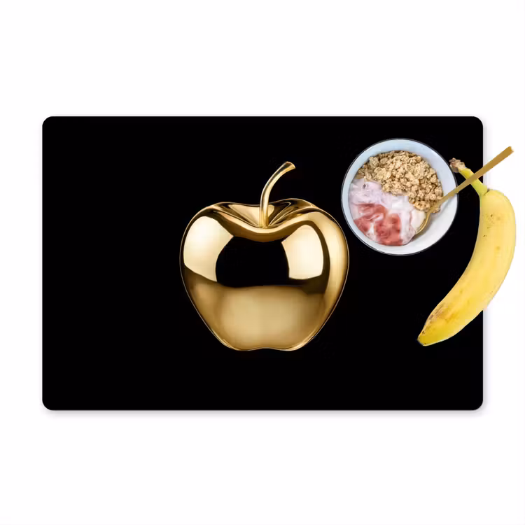 Appel - Goud - Chrome - Zwart Placemat vinyl groot -zzzproduct_Kitchenyeah-website