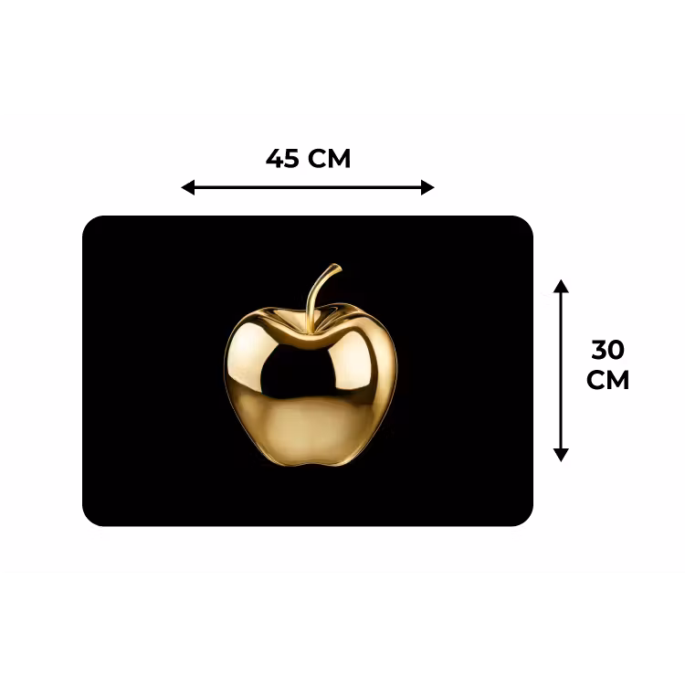 Appel - Goud - Chrome - Zwart Placemat vinyl groot -specs