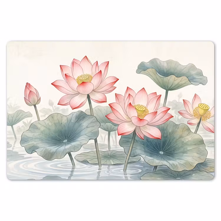 Aquarel - Lotusbloemen - Kleurrijk Placemat vinyl groot -zzsfeer1_Kitchenyeah-website