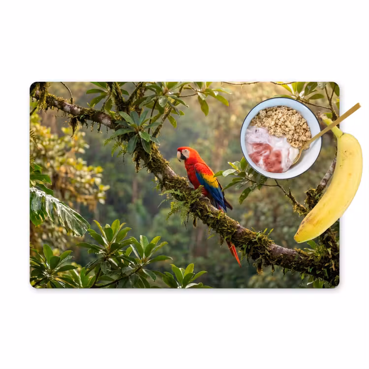 Ara - Jungle - Rood Placemat vinyl groot -zzzproduct_Kitchenyeah-website