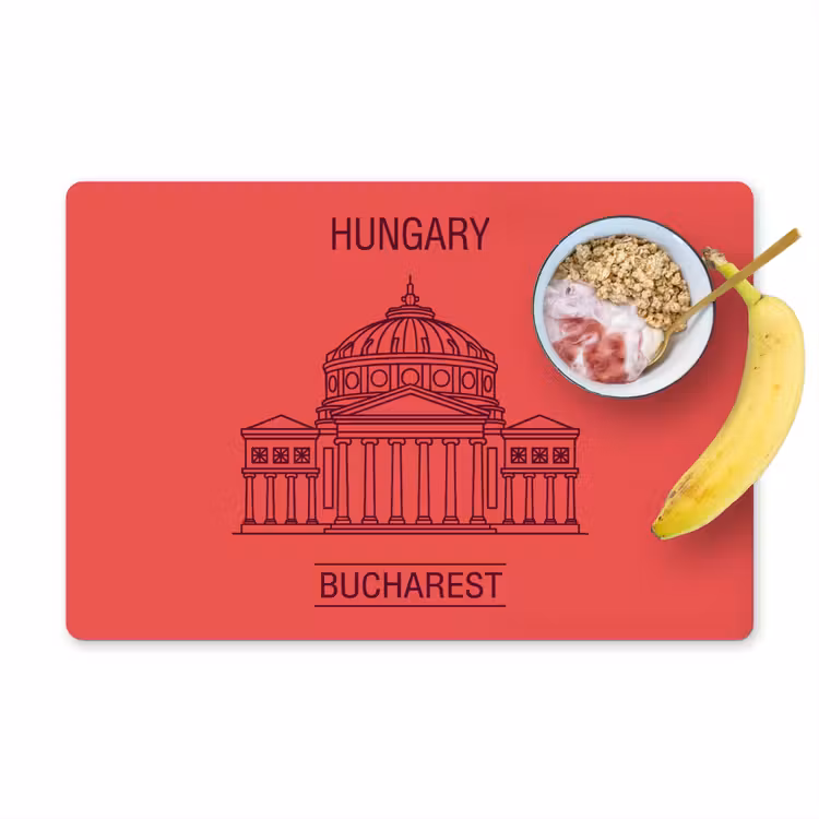 Architectuur - Boekarest - Stedelijk - Lijntekening - Rood Placemat vinyl groot -zzzproduct_Kitchenyeah-website