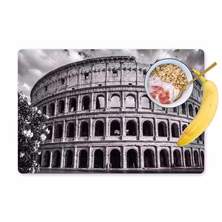 Architectuur - Colosseum - Rome - Historisch - Zwart-wit Placemat vinyl groot -zzzproduct_Kitchenyeah-website