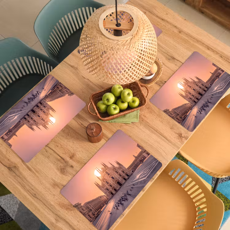 Architectuur - Milaan - Plein - Zonsopgang - Oranje Placemat vinyl groot -zzsfeer5_Kitchenyeah-website
