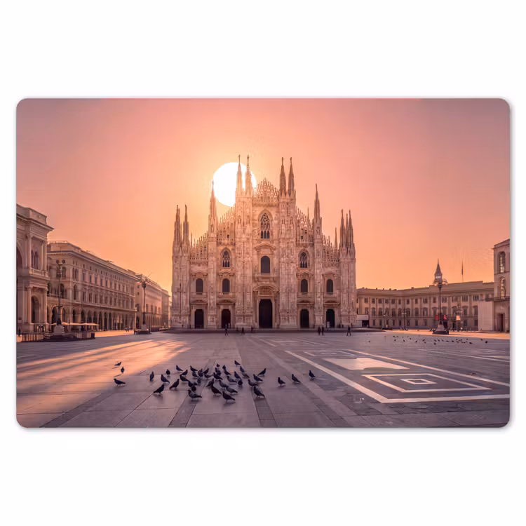 Architectuur - Milaan - Plein - Zonsopgang - Oranje Placemat vinyl groot -zzsfeer1_Kitchenyeah-website