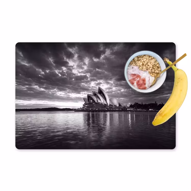 Architectuur - Water - Stad - Modern - Zwart-wit Placemat vinyl groot -zzzproduct_Kitchenyeah-website