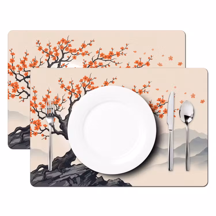 Aziatisch - Bloesem - Rood Placemat vinyl groot -zzsfeer2_Kitchenyeah-website