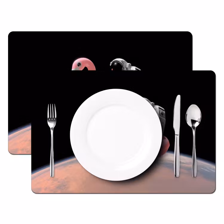 Astronaut - Flamingo - Zwemband - Roze Placemat vinyl groot -zzsfeer2_Kitchenyeah-website