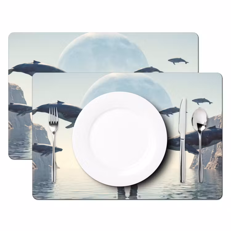 Tischset - 6 Stück - Astronaut – Wal – Fantasie - Ruimtevaarder - Walvis - Fantasie Placemat vinyl groot