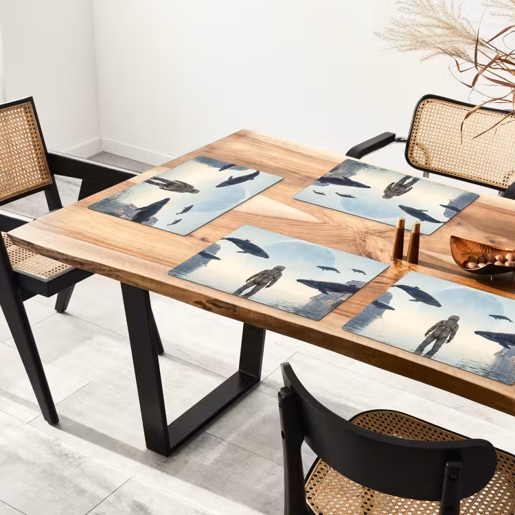 Tischset - 6 Stück - Astronaut – Wal – Fantasie - Ruimtevaarder - Walvis - Fantasie Placemat vinyl groot