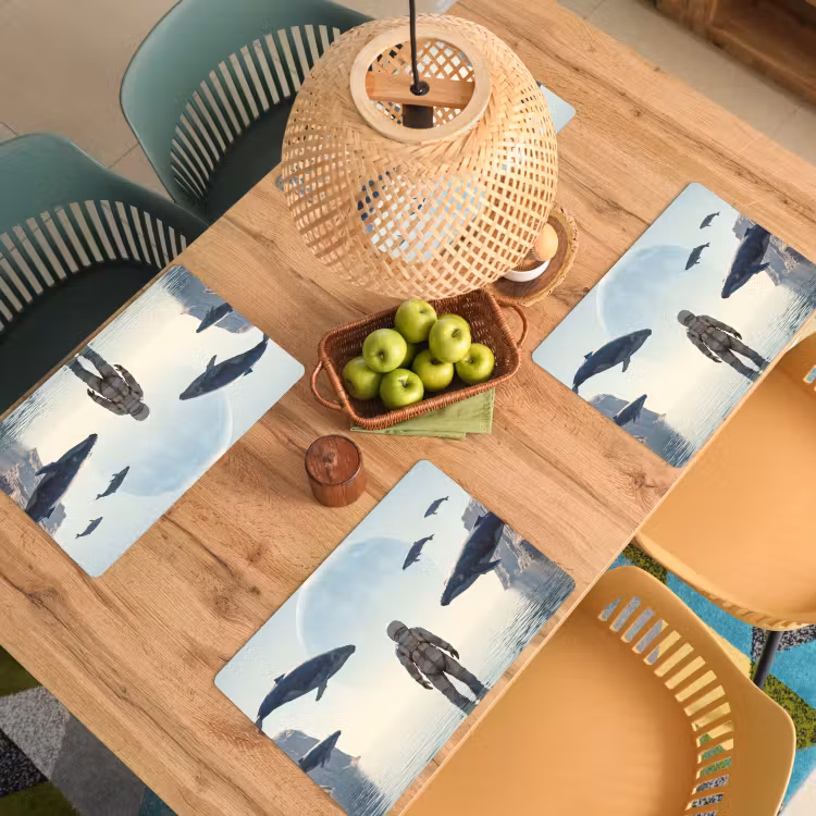 Tischset - 6 Stück - Astronaut – Wal – Fantasie - Ruimtevaarder - Walvis - Fantasie Placemat vinyl groot