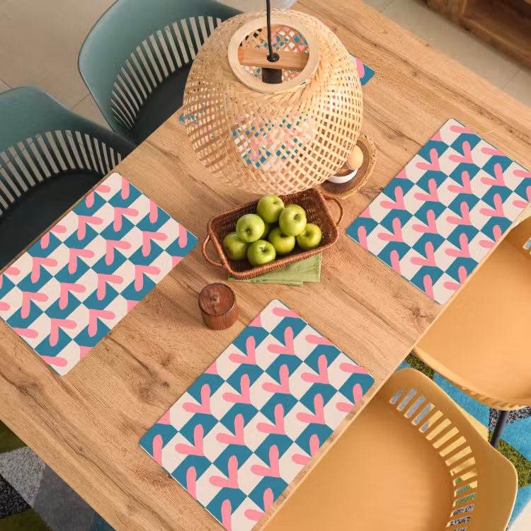 Vlakken - Hartjes - Patroon - Retro Placemat vinyl groot 368 -zzsfeer5_Kitchenyeah-website