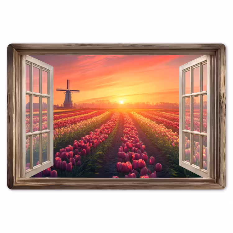 Doorkijk - Tulpen - Zonsondergang - Bloemen - Kleurrijk Placemat vinyl groot -zzsfeer1_Kitchenyeah-website