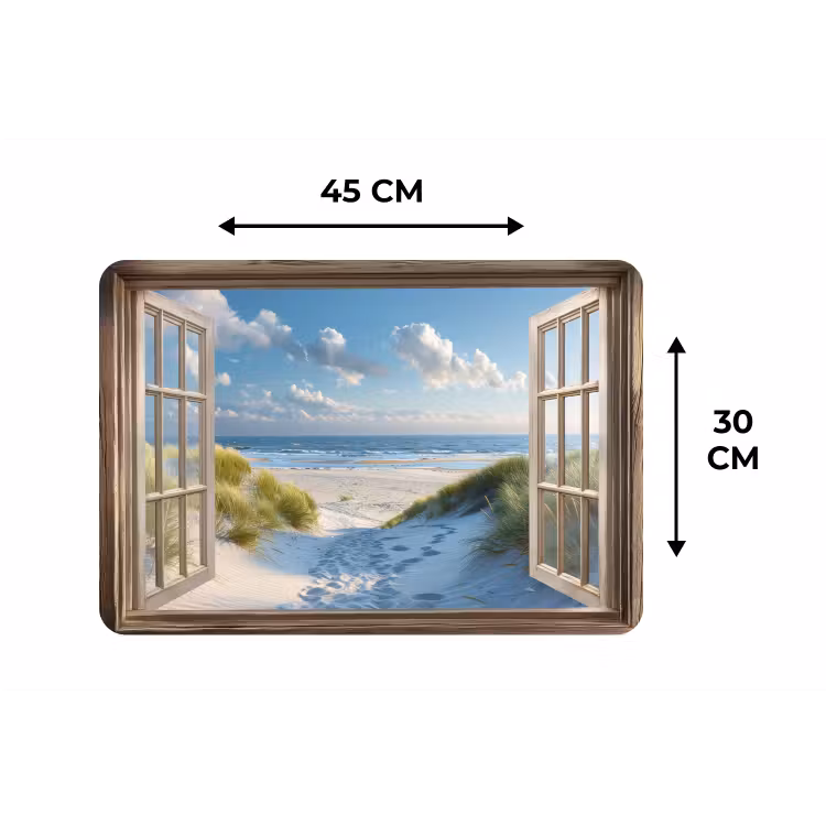 Doorkijk - Strand - Raam - Duinen - Zee Placemat vinyl groot -specs