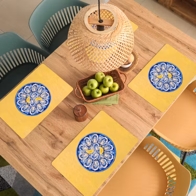 Oesters - Citroen - IJs - Modern - Geel Placemat vinyl groot -zzsfeer5_Kitchenyeah-website