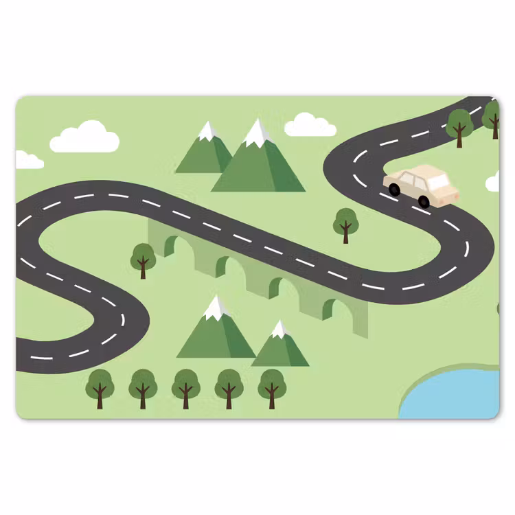 Auto - Bergweg - Natuur - Illustratie Placemat vinyl groot -zzsfeer1_Kitchenyeah-website