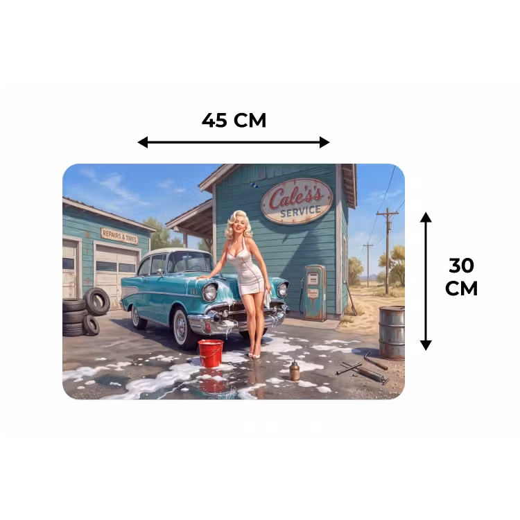 Auto - Vrouw - Groen Placemat vinyl groot -specs