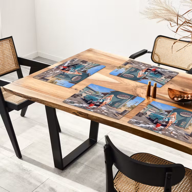 Auto - Vrouw - Groen Placemat vinyl groot -zzsfeer4_Kitchenyeah-website