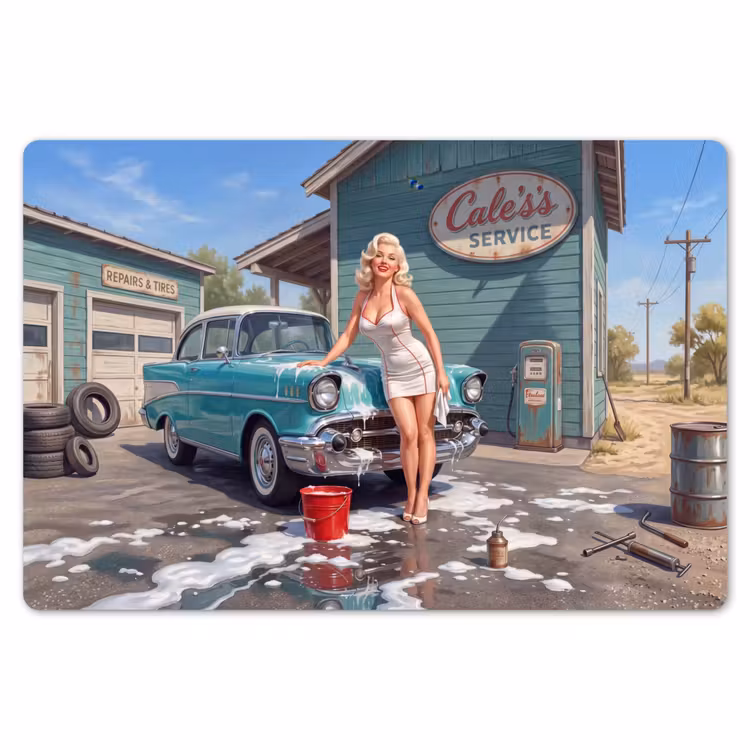Auto - Vrouw - Groen Placemat vinyl groot -zzsfeer1_Kitchenyeah-website