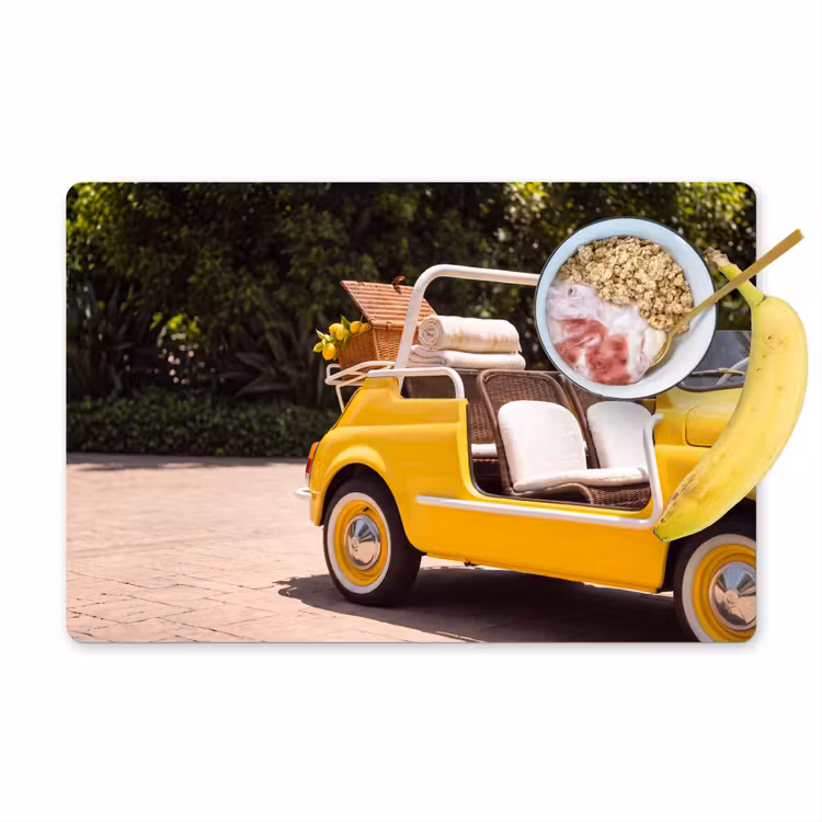 Auto - Picknick - Zomer - Geel Placemat vinyl groot -zzzproduct_Kitchenyeah-website