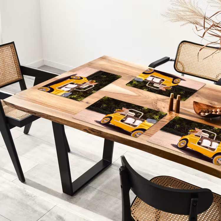 Auto - Picknick - Zomer - Geel Placemat vinyl groot -zzsfeer4_Kitchenyeah-website