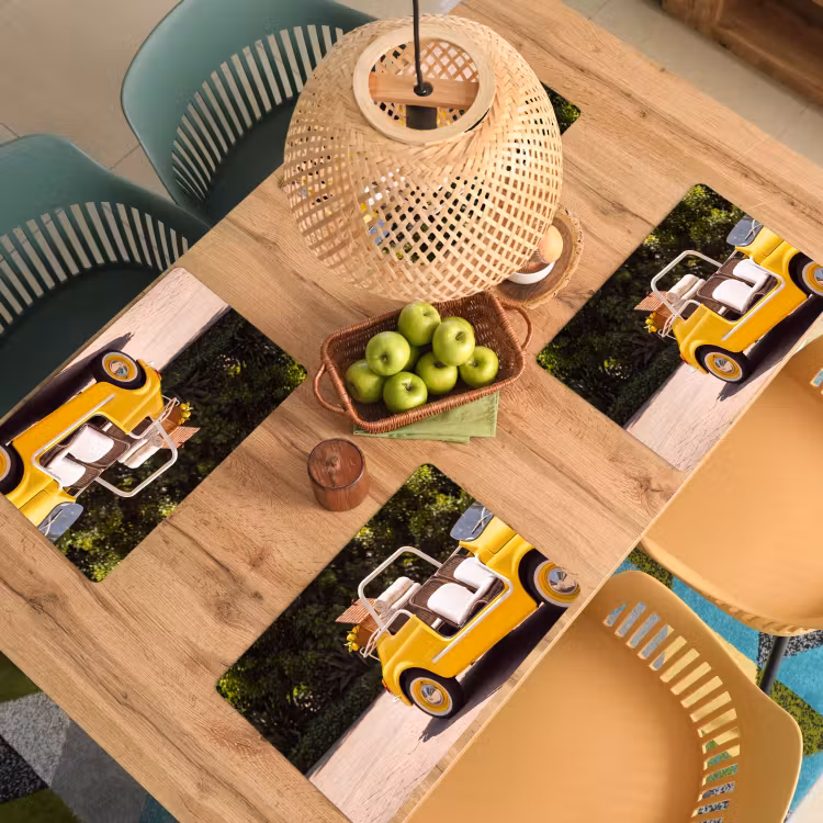 Auto - Picknick - Zomer - Geel Placemat vinyl groot -zzsfeer5_Kitchenyeah-website