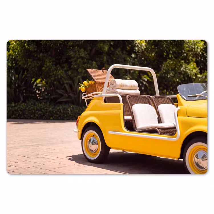 Auto - Picknick - Zomer - Geel Placemat vinyl groot -zzsfeer1_Kitchenyeah-website