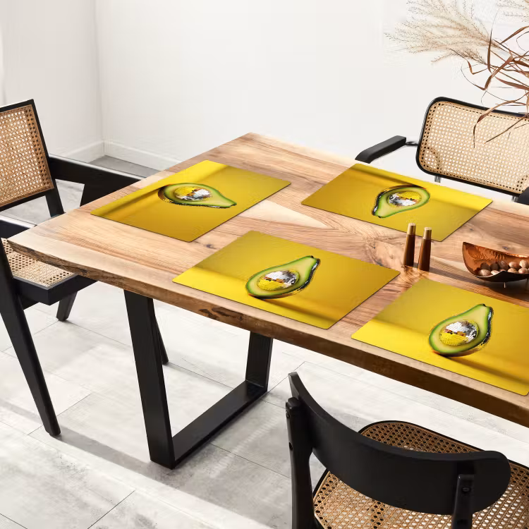 Avocado - Discobal - Geel - Glitter Placemat vinyl groot -zzsfeer4_Kitchenyeah-website
