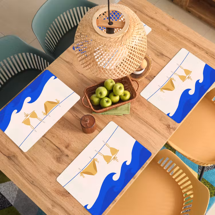 Zwemkleding - Zee - Zomer - Illustratie - Geel Placemat vinyl groot -zzsfeer5_Kitchenyeah-website