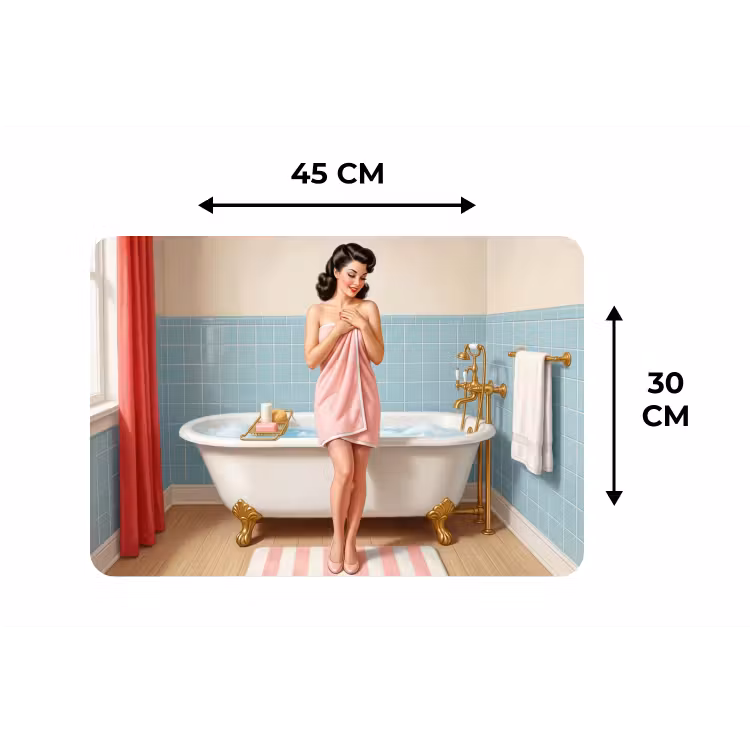 Badkamer - Vrouw - Roze Placemat vinyl groot -specs