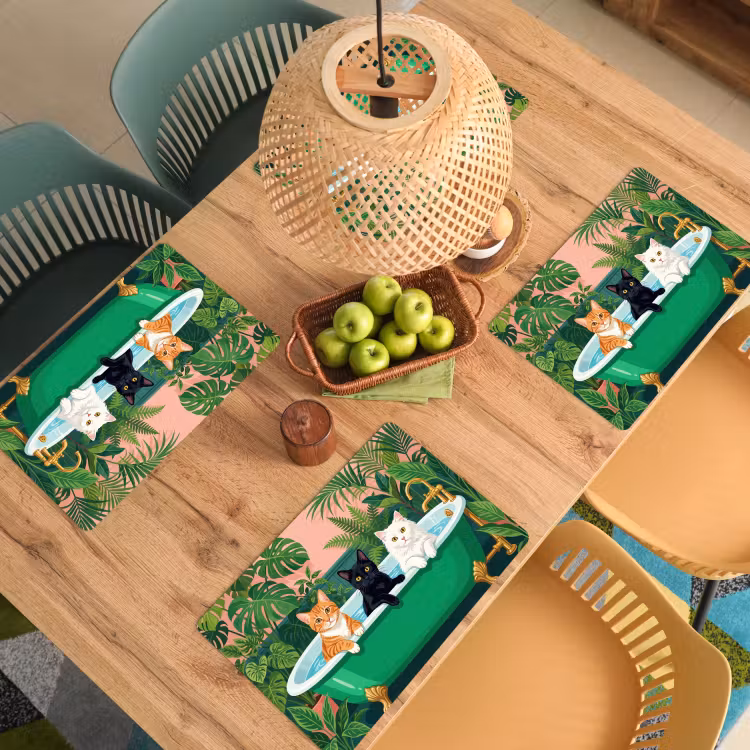 Badkamer - Kattenparade - Kleurrijk Placemat vinyl groot -zzsfeer5_Kitchenyeah-website