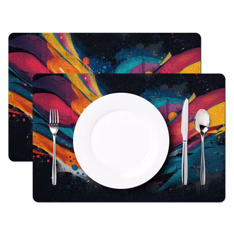 Banen - Golven - Kleurrijk - Abstract Placemat vinyl groot -zzsfeer2_Kitchenyeah-website