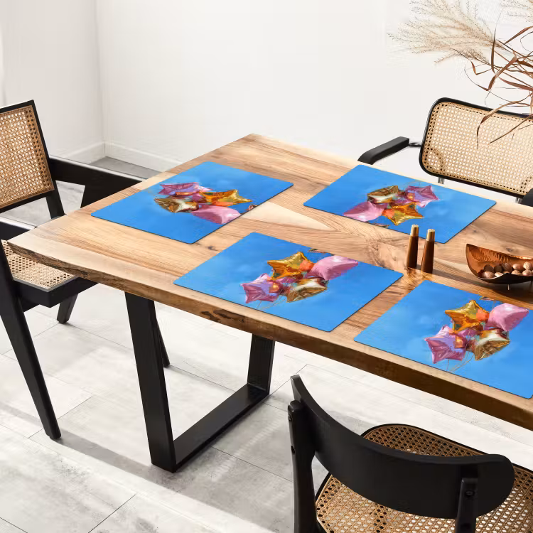 Ballonnen - Goud - Stervorm - Roze Placemat vinyl groot -zzsfeer4_Kitchenyeah-website