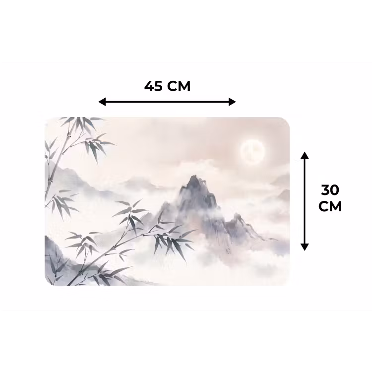 Bamboe - Azië - Grijs Placemat vinyl groot -specs